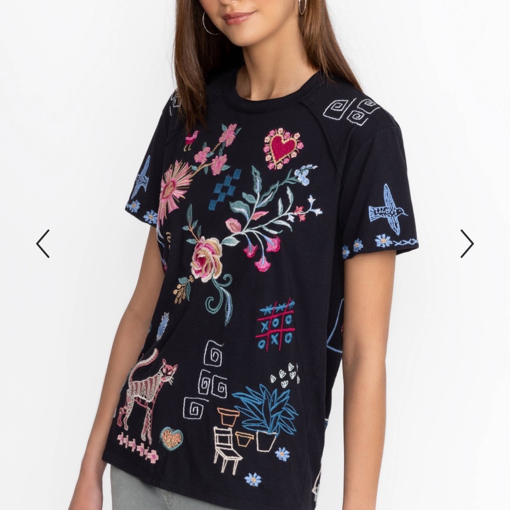 NWT Johnny Was Carmene Raw Detail Raglan $150 Tee - Picture 3 of 16